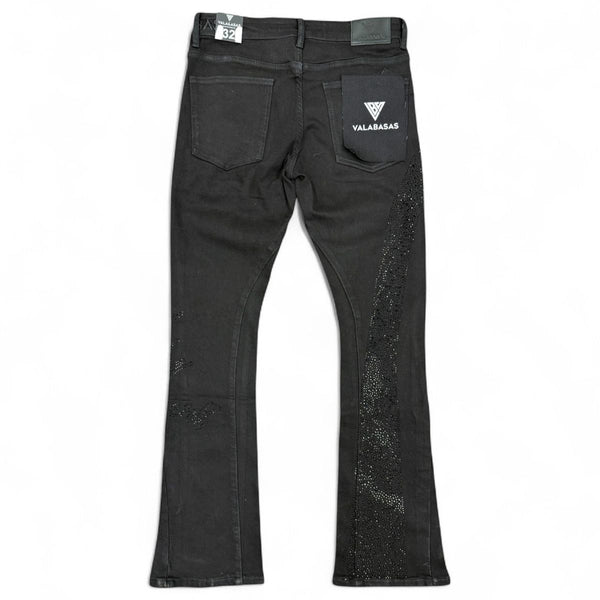 Valabasas Scripted Stacked Jeans - BLACK