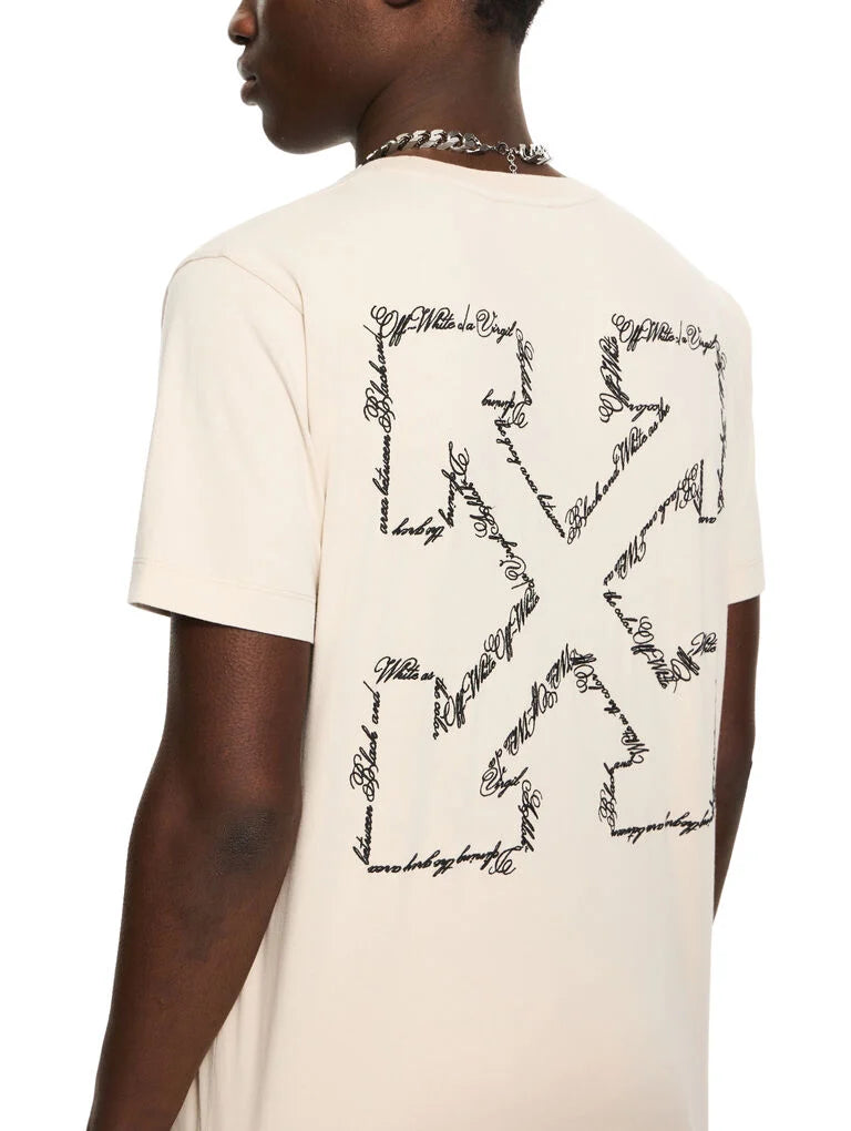 Off-White Script Arrow Slim Tee - PUMICE STONE