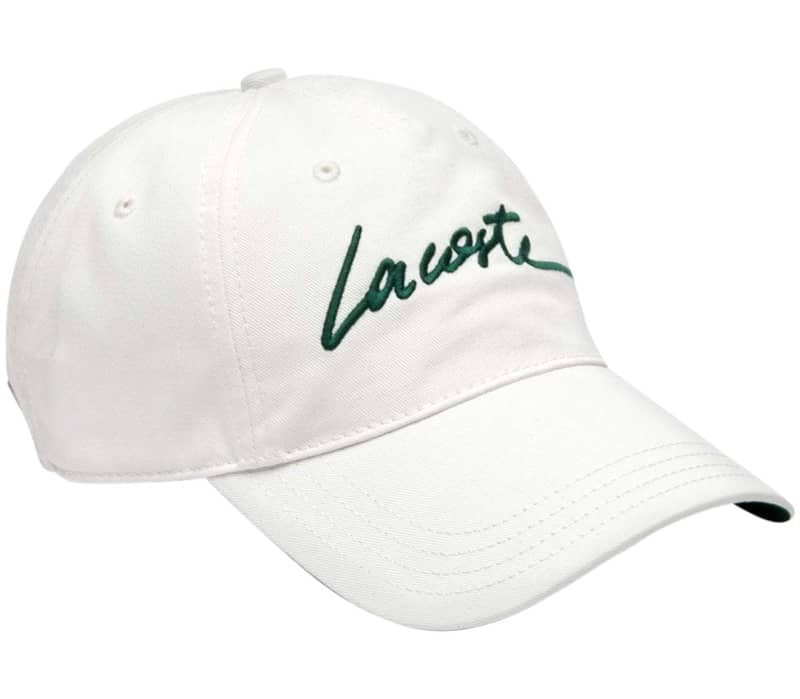 Lacoste Signature Live Dad Hat - WHITE/SIGNATURE GREEN