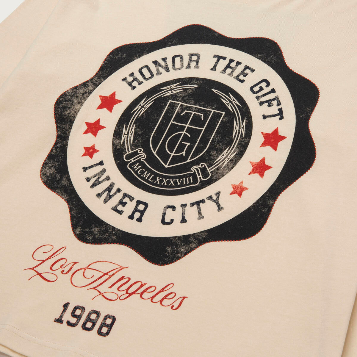 Honor The Gift  Seal Logo Long Sleeve Tee- BONE