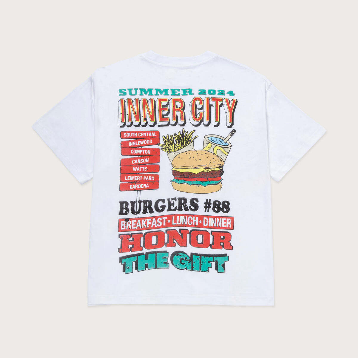 Honor The Gift B-Summer Burgers Tee- WHITE