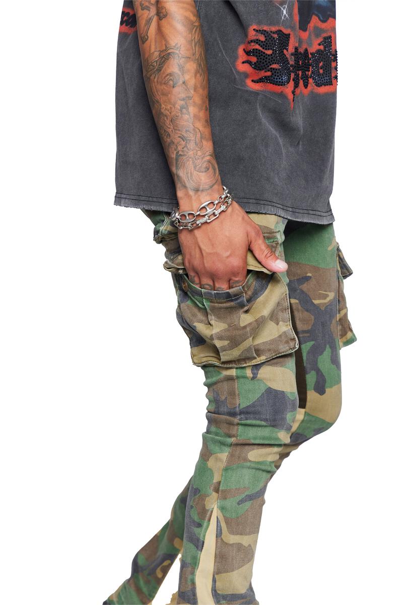 Valabasas Stacked "commander" Pants - GREEN CAMO