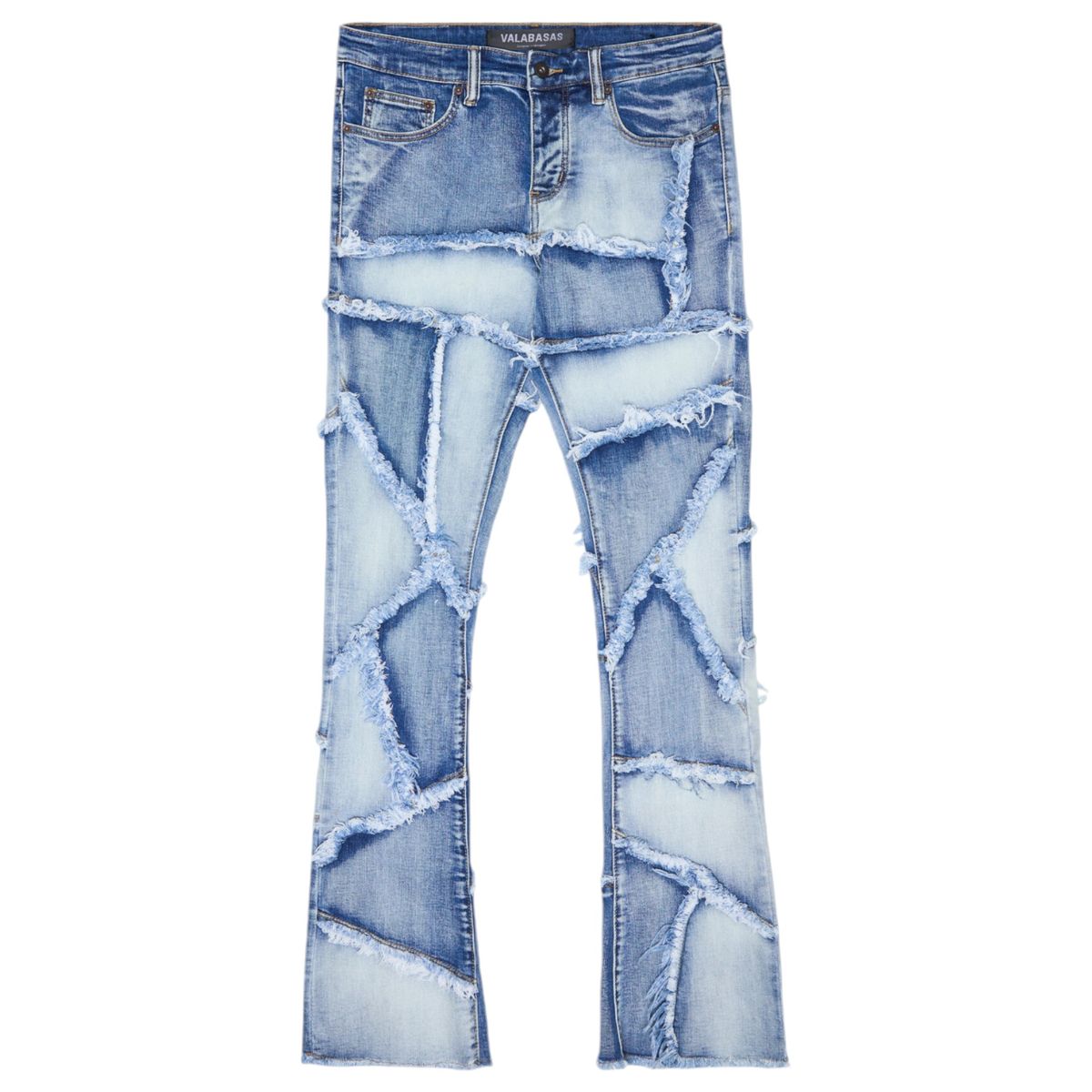 Valabasas Patchwork Stacked Denim - LIGHT BLUE