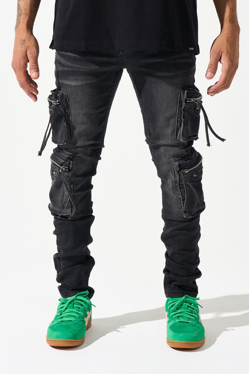 SRND 'poppy'' Cargo Jeans - BLACK VINTAGE WASH