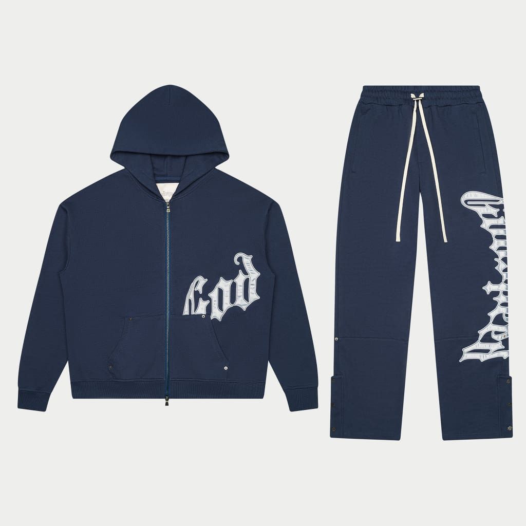 Godspeed Og Logo Sweatsuit V2 - NAVY/SILVER SATIN