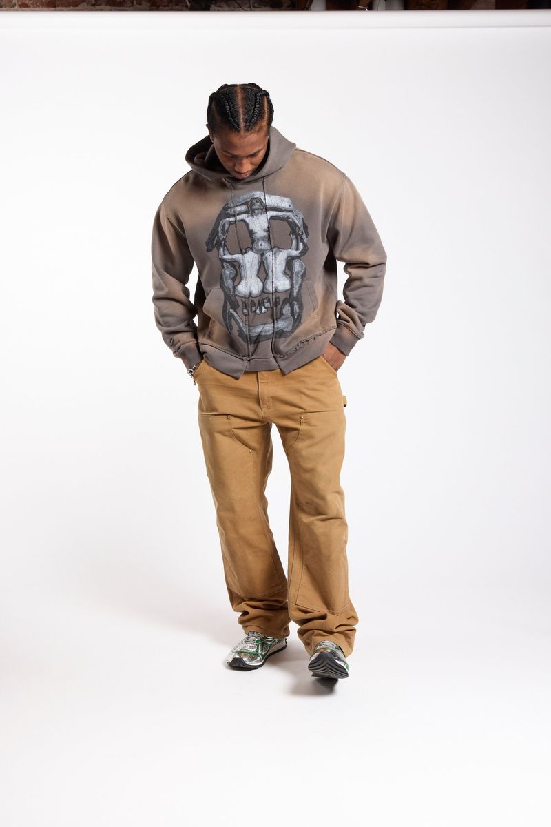 RVS Labs Washed "Guru" Split Hoodie - WASHED GREY