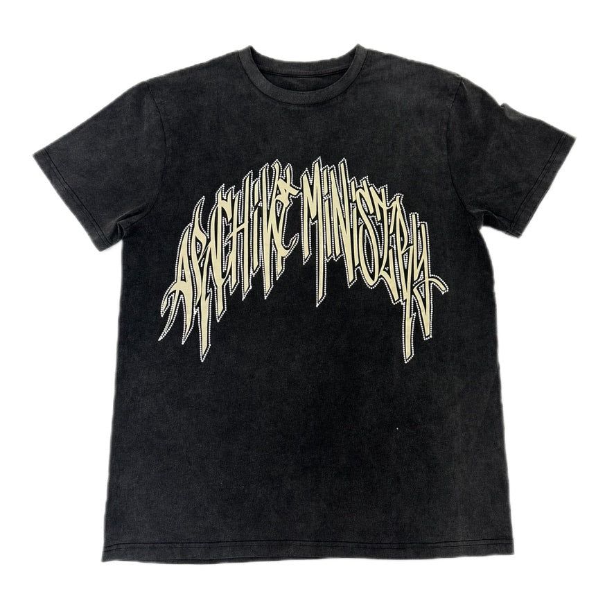 Archive Ministry Script Tee - WASHED BLACK