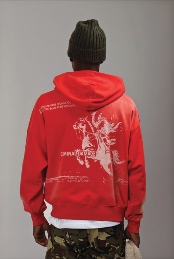 Criminal Damage Samurai Hoodie - WASHED RED