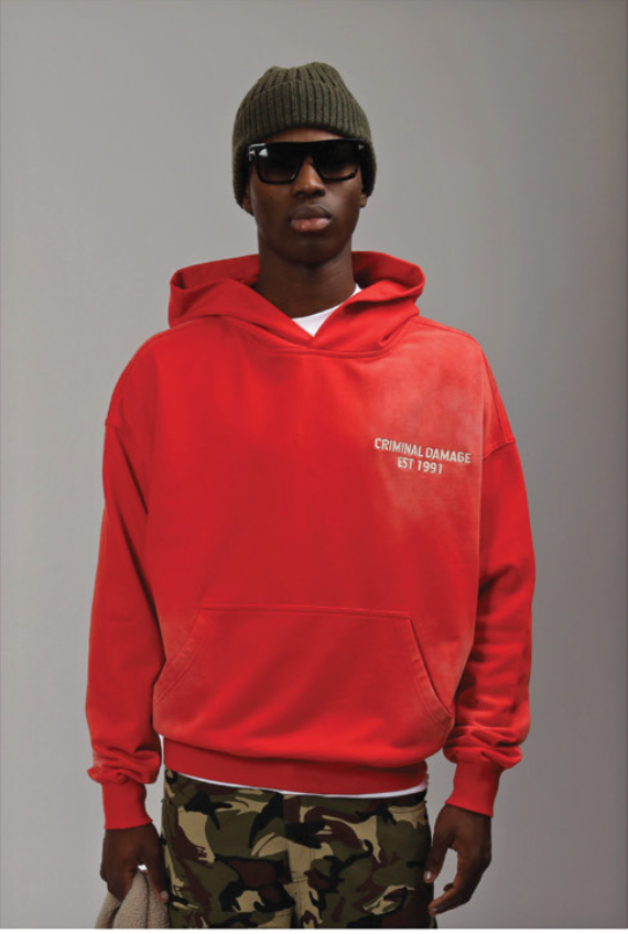 Criminal Damage Samurai Hoodie - WASHED RED