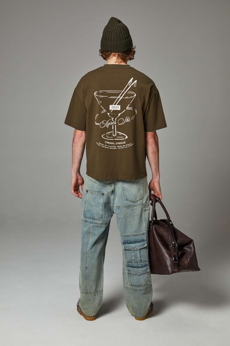 Criminal Damage Cocktail Lounge T-shirt - DARK KHAKI