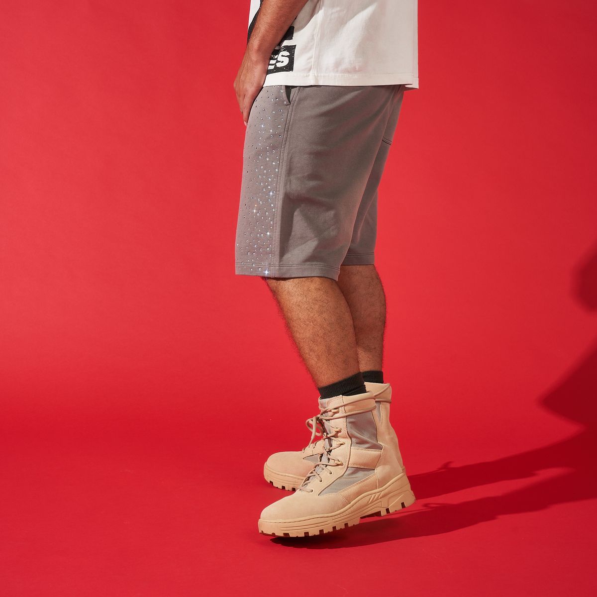 Duaa "effort" Lite Grey Stone Shorts - LITE GREY