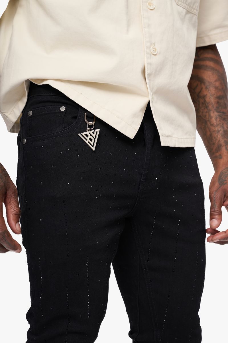 Valabasas "heath" Stacked Denim - JET BLACK