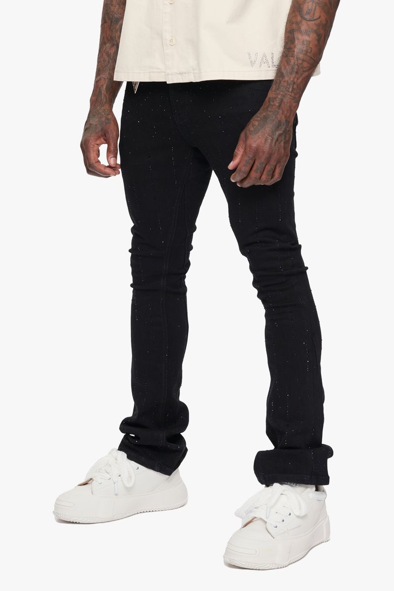 Valabasas "heath" Stacked Denim - JET BLACK