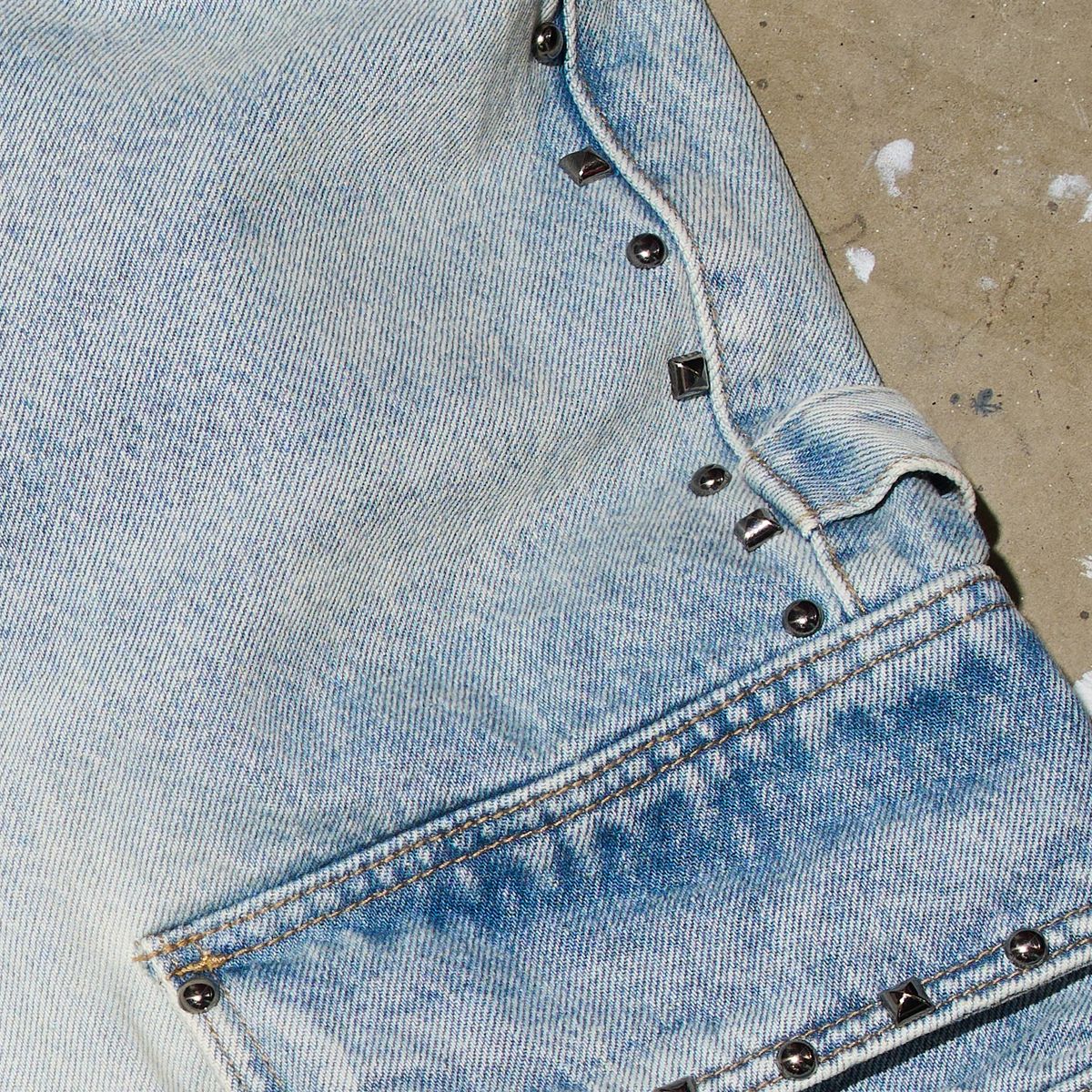 Duaa &quot;noble&quot; Blue Cargo Denim Shorts - STUD DENIM