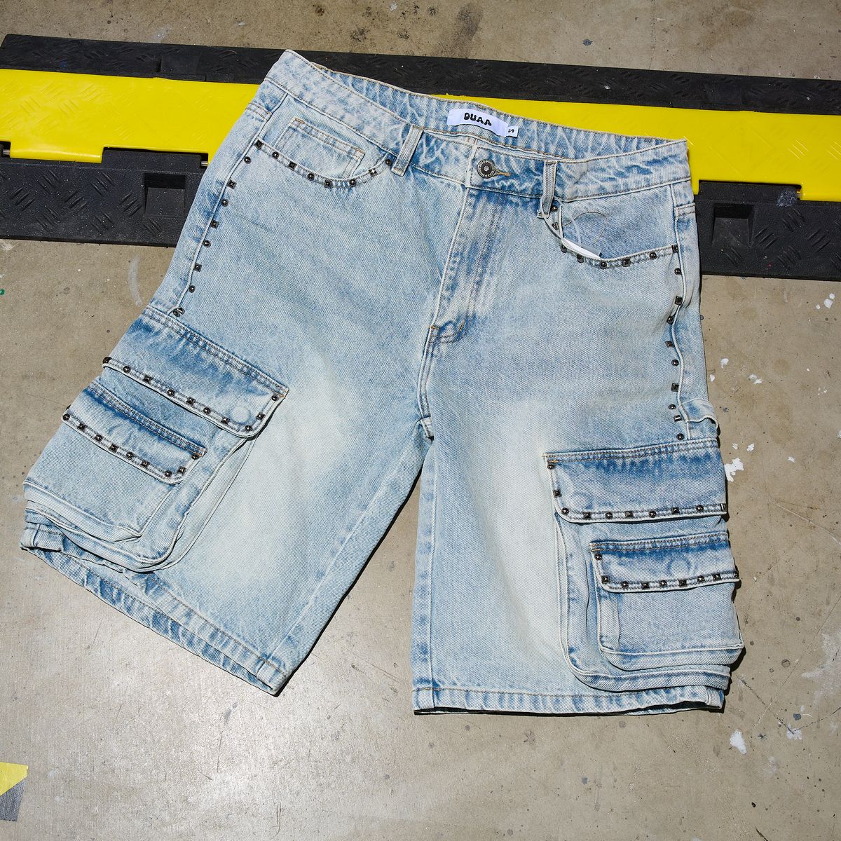 Duaa &quot;noble&quot; Blue Cargo Denim Shorts - STUD DENIM