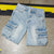 Duaa "noble" Blue Cargo Denim Shorts - STUD DENIM