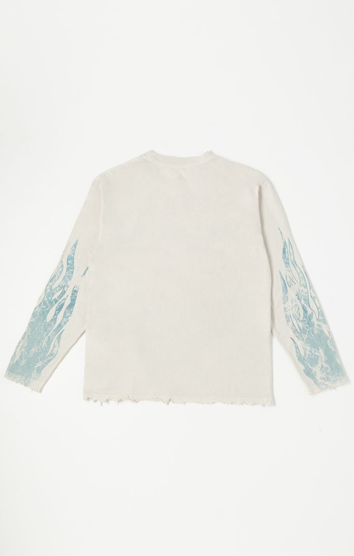 BLDG4 4 Lit Ls Knit Tee - WHITE/BLUE
