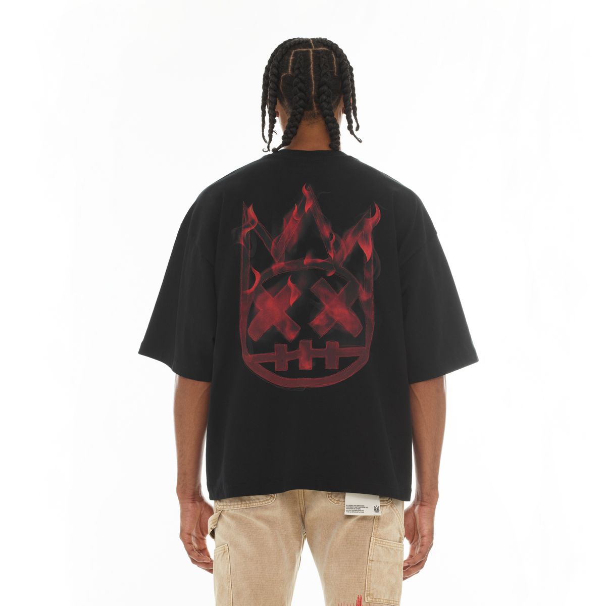 Cult Flame Logo Oversized Short Sleeve Tee - BLACK/RED