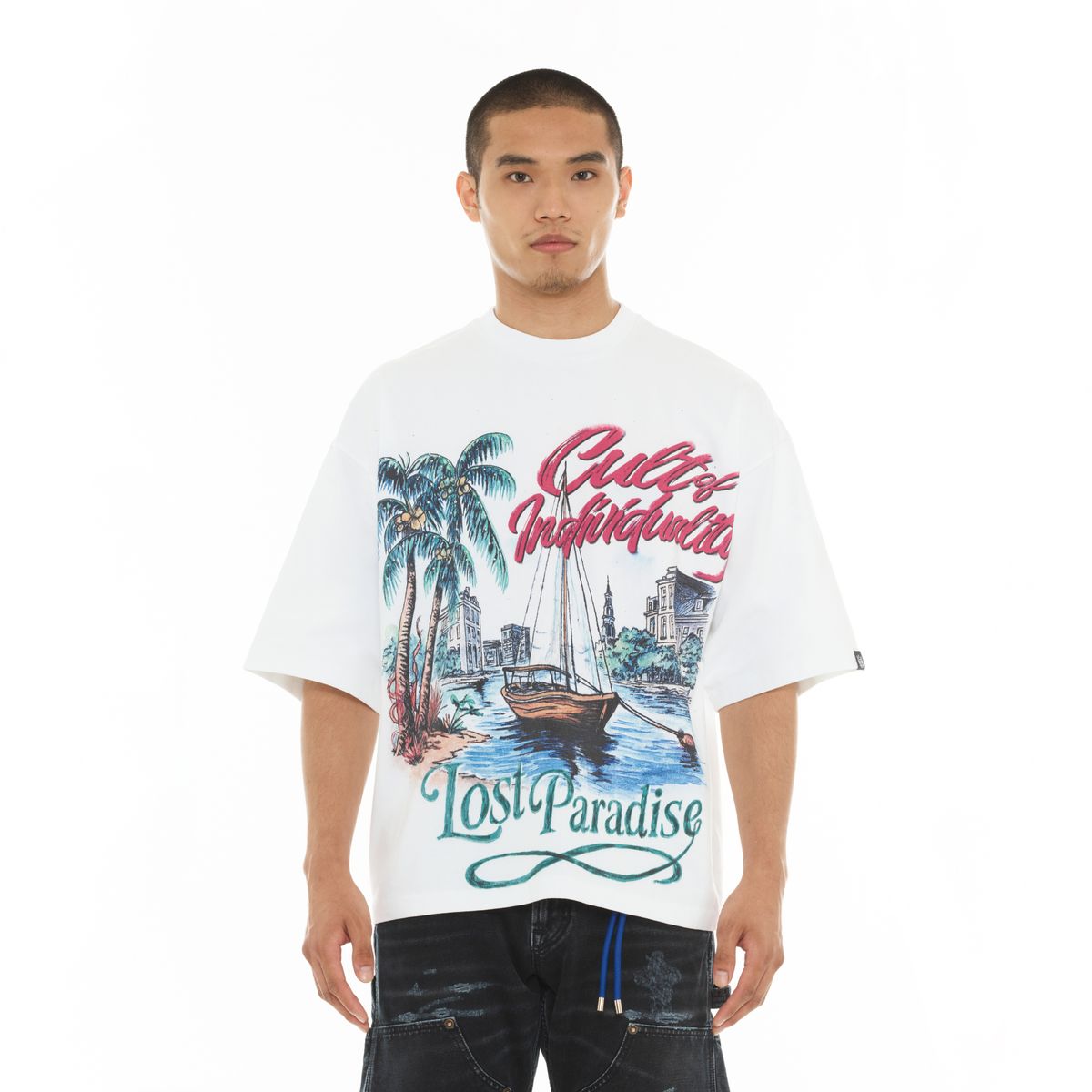 Cult Lost Paradise Oversized Short Sleeve Tee - WHITE