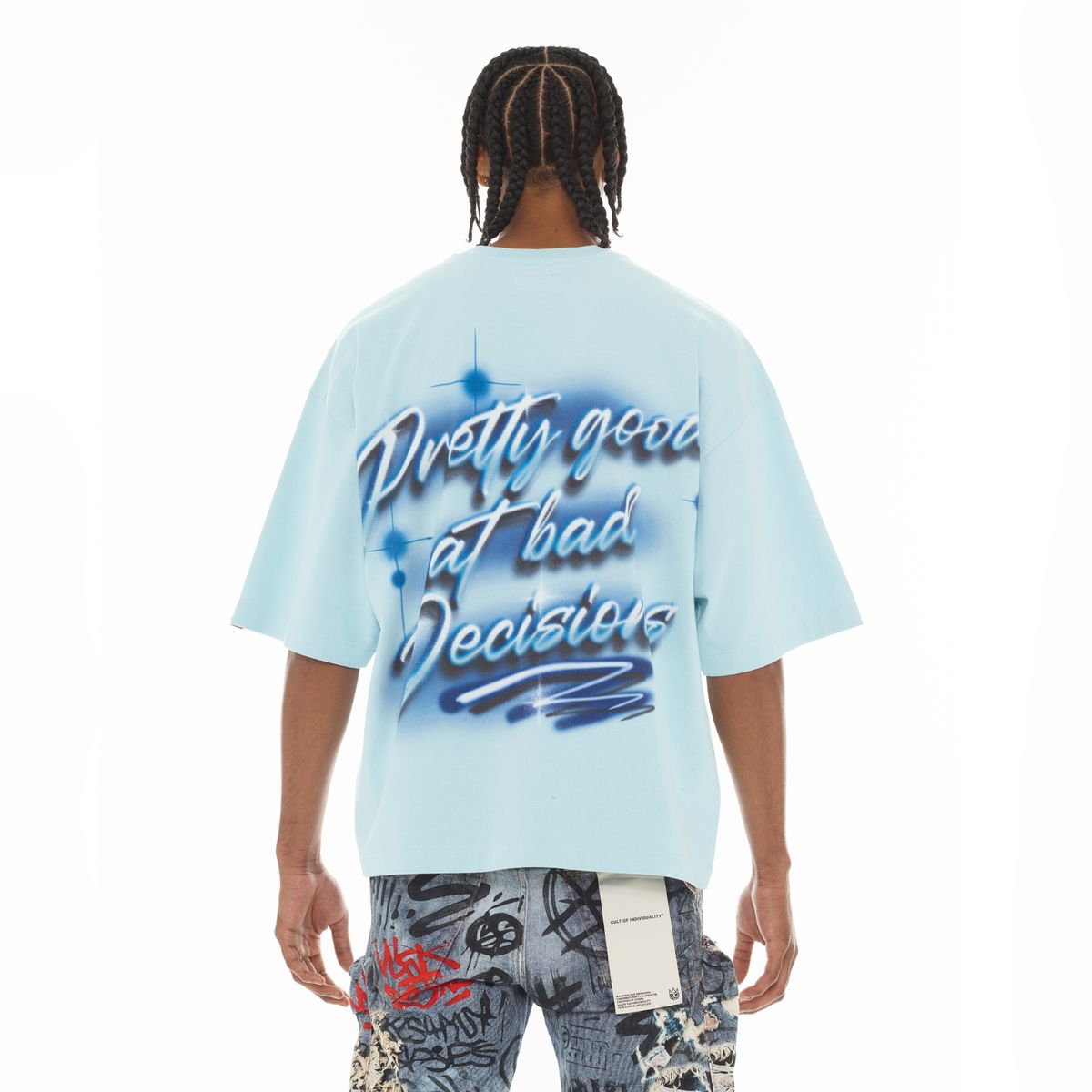 Cult "Airbrush" Oversized Short Sleeve Tee - BLUE GLOW