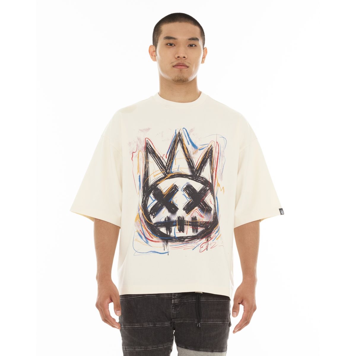 Cult Oversized Short Sleeve Tee "Scribble Logo" - WINTER WHITE