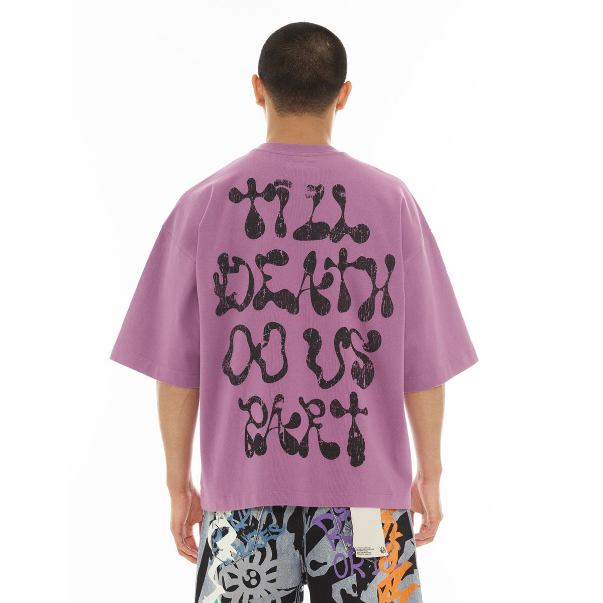 Duaa Oversized Short Sleeve Tee "TIL DEATH DO WE PART" - DUSTY LAVENDER