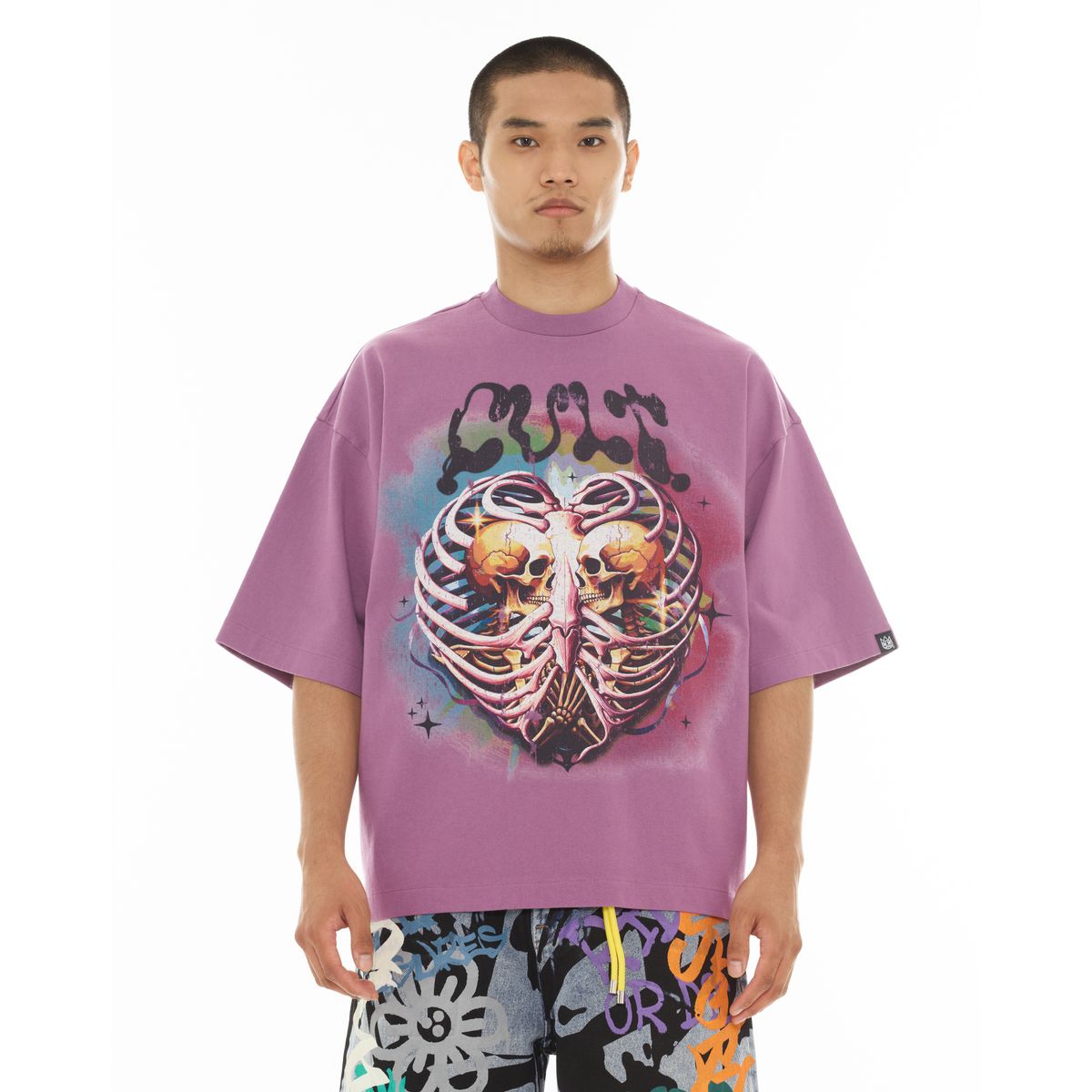 Duaa Oversized Short Sleeve Tee "TIL DEATH DO WE PART" - DUSTY LAVENDER