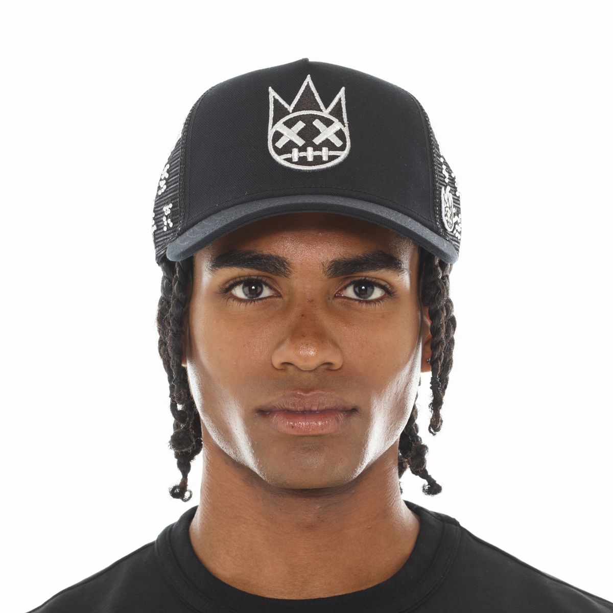 Cult Repeat Pattern Crystals Hat - BLACK