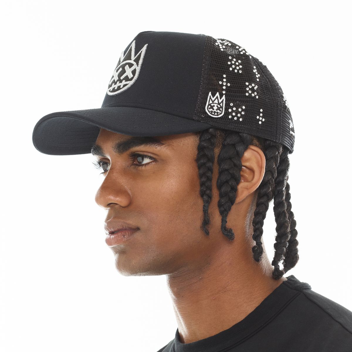 Cult Repeat Pattern Crystals Hat - BLACK