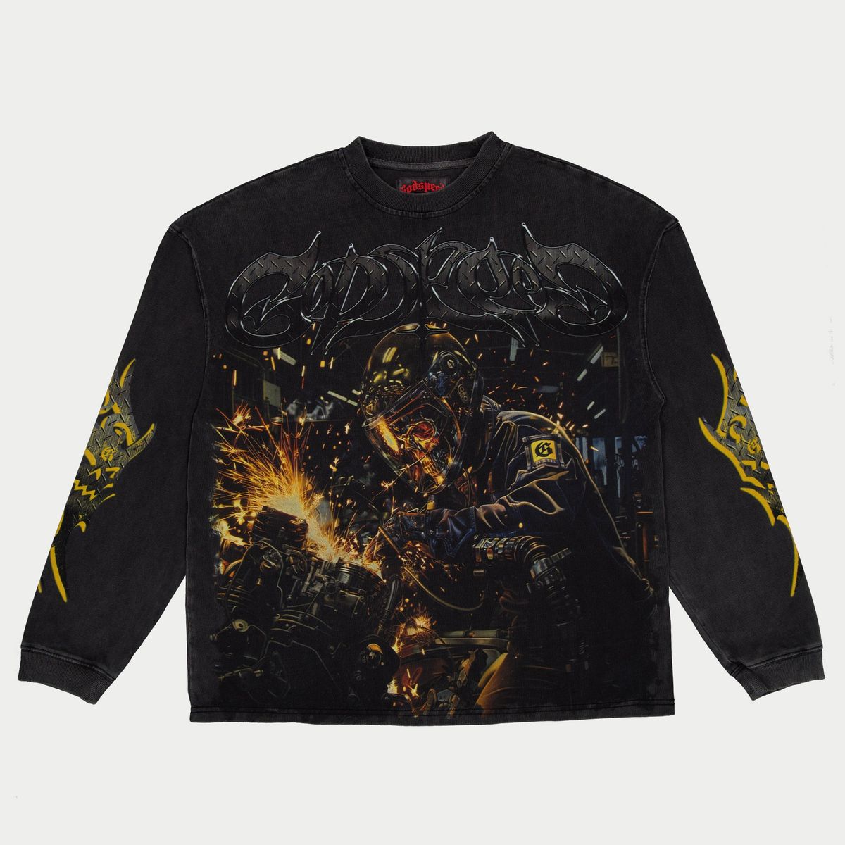 Godspeed Under Construction Long Sleeve Tee -  BLACK WASH