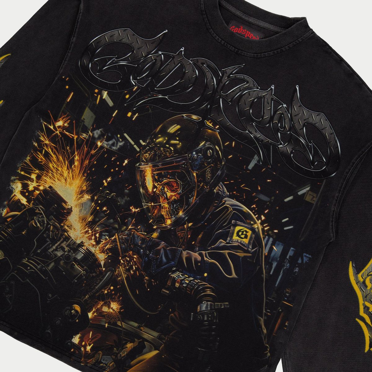 Godspeed Under Construction Long Sleeve Tee -  BLACK WASH