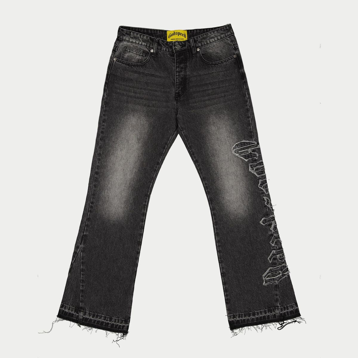 Godspeed 
OG Logo Flared Denim Stitched Jeans - GREY WASH