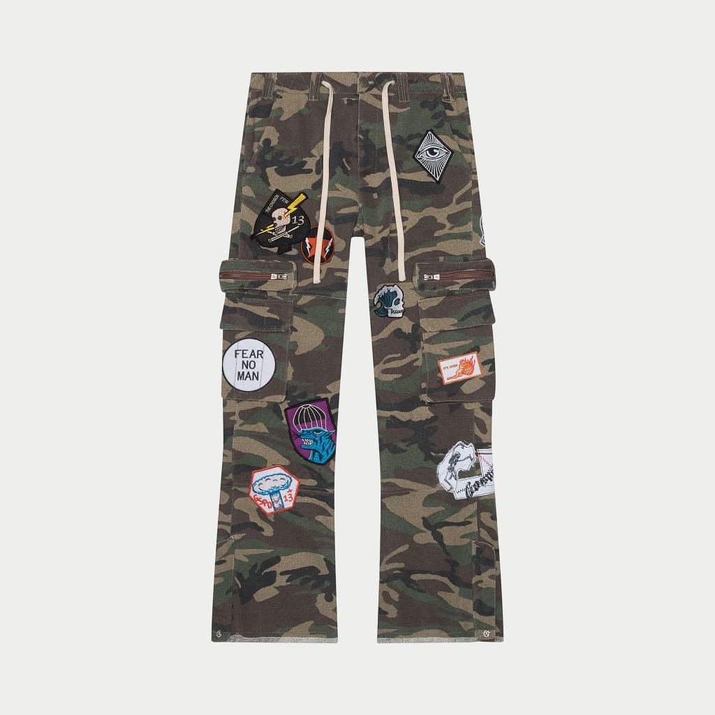 Godspeed Patchwork Flared Cargo Pants - CAMO