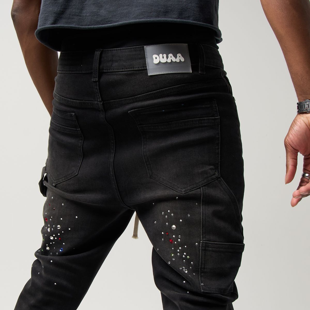 Duaa Guidance Black Denim Jeans - BLACK