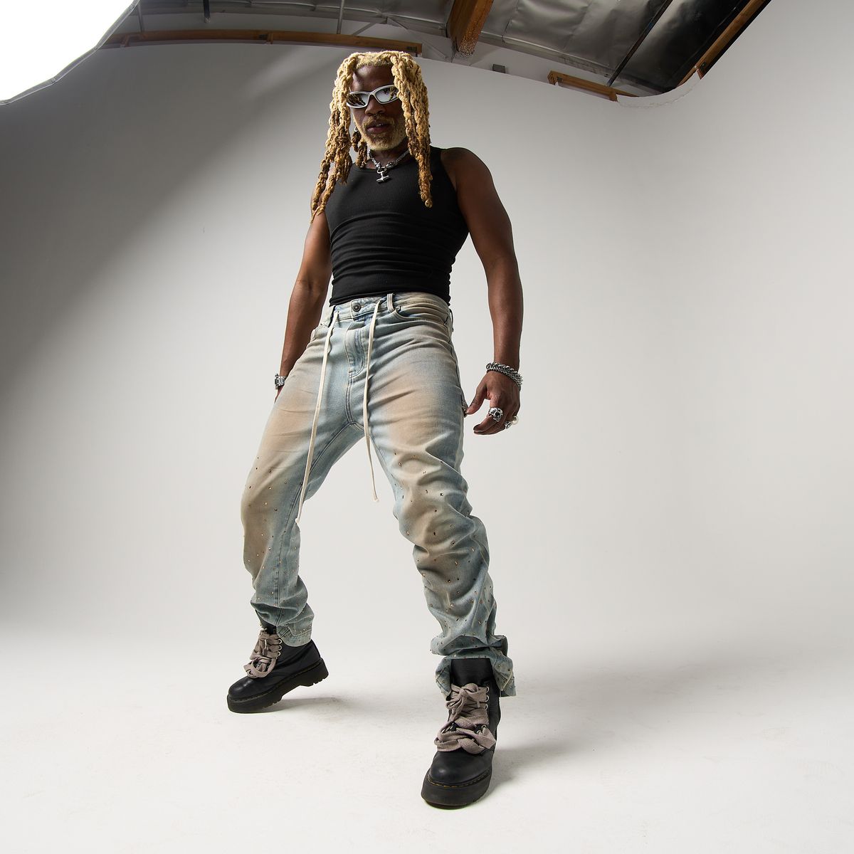 Duaa Favored Blue Denim Jeans - BLUE