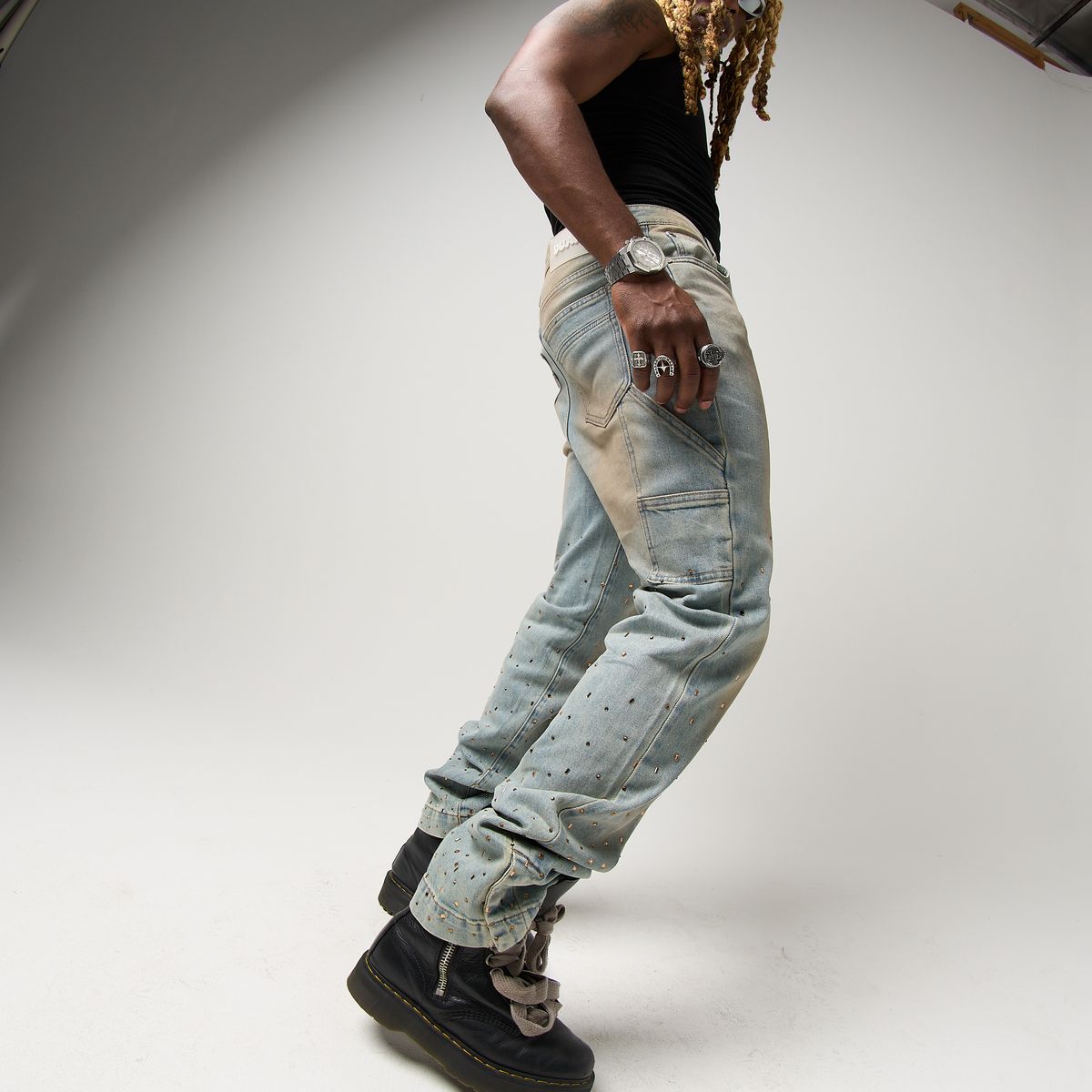 Duaa Favored Blue Denim Jeans - BLUE