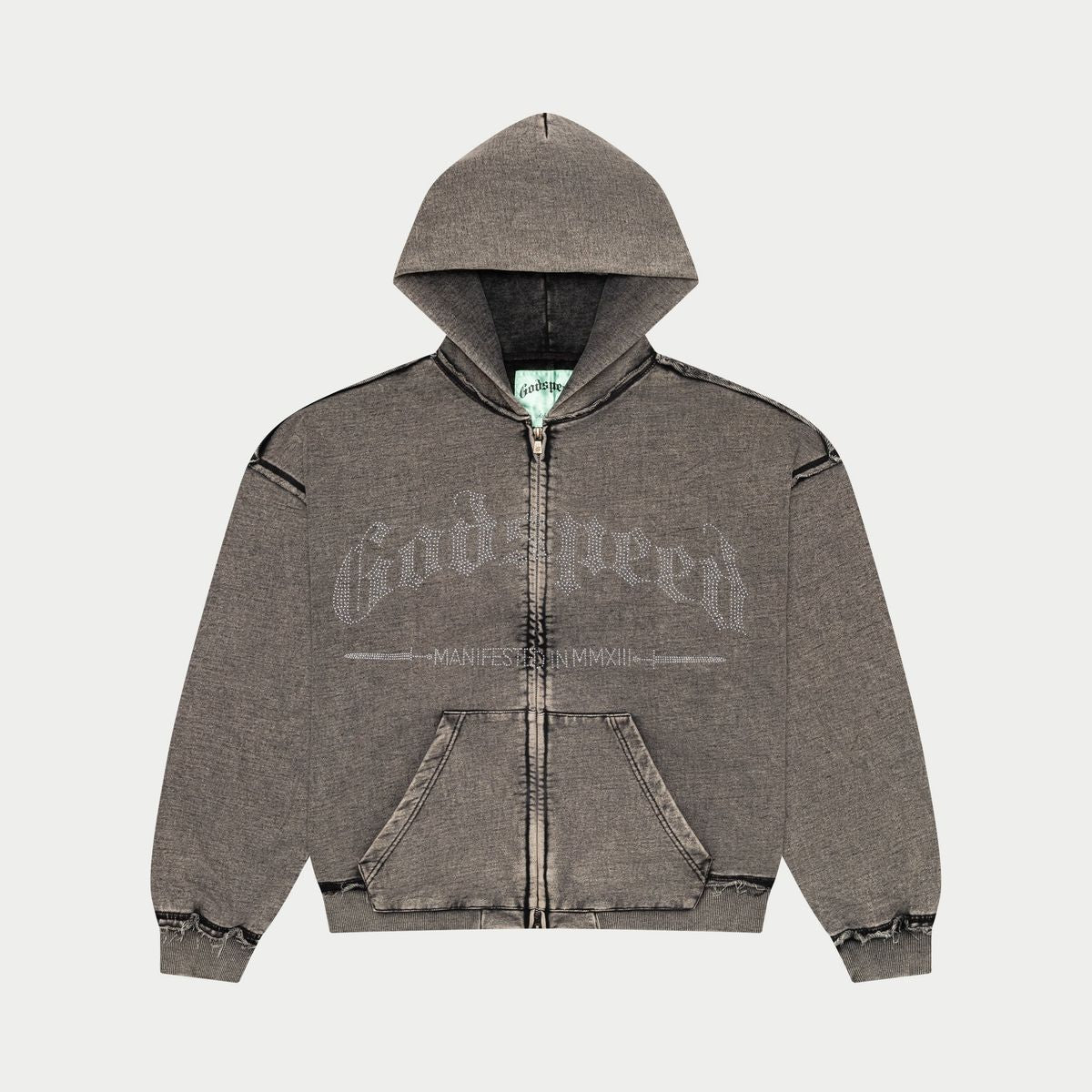 Godspeed Studded Og Logo Hoodie - GREY WASH