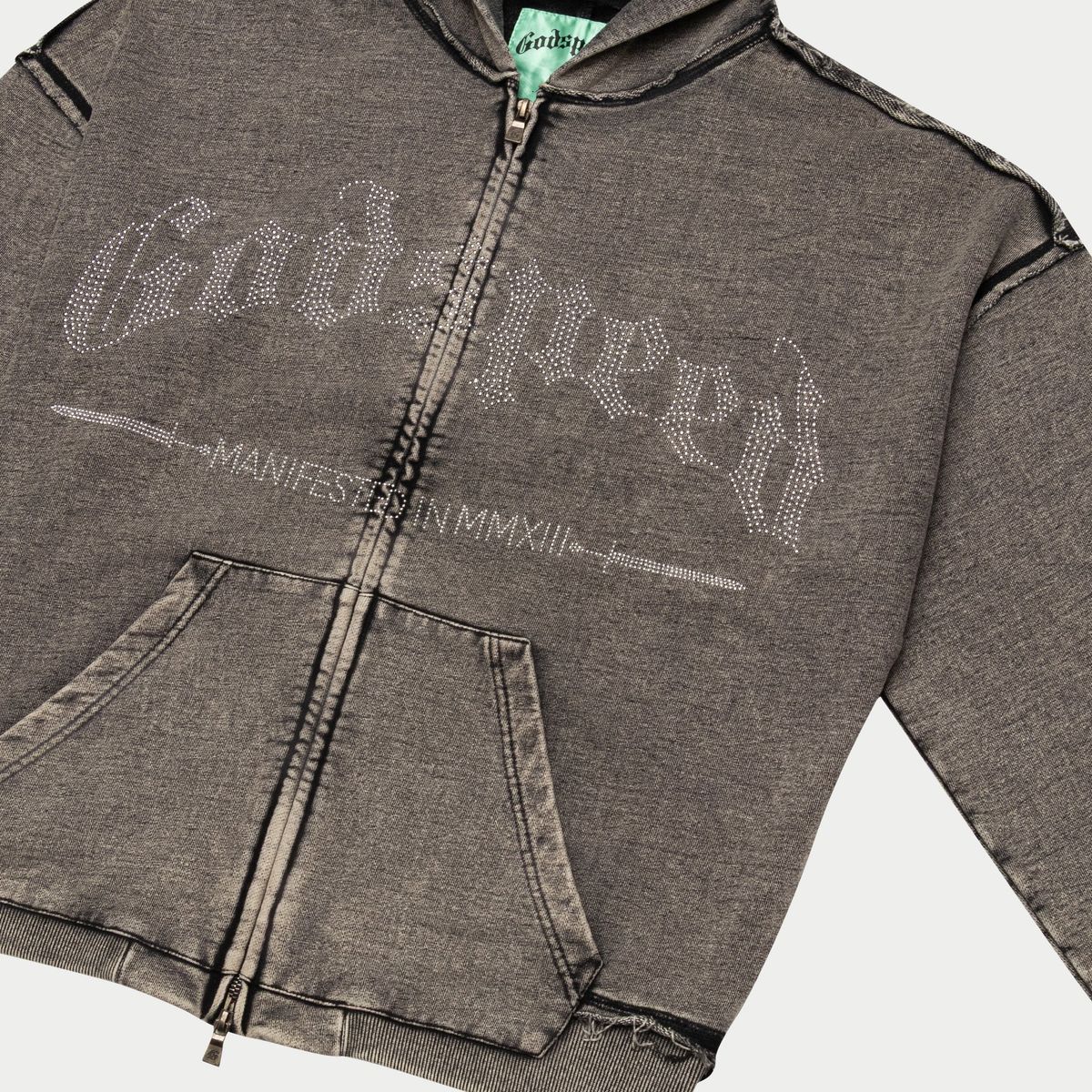 Godspeed Studded Og Logo Hoodie - GREY WASH