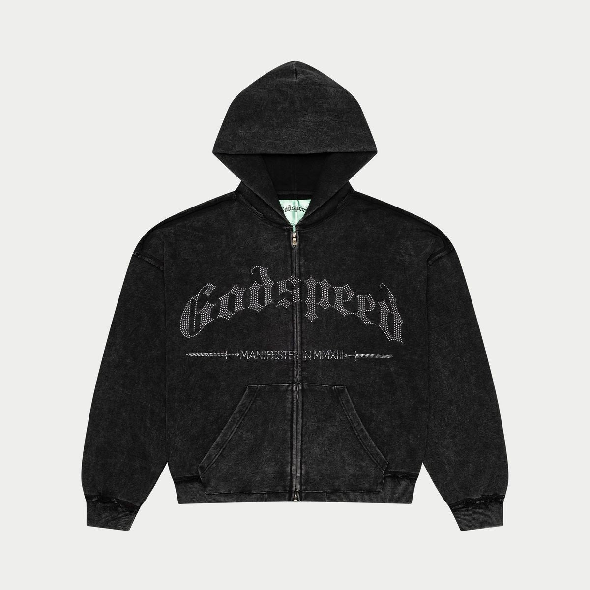 Godspeed Studded Og Logo Hoodie - BLACK WASH
