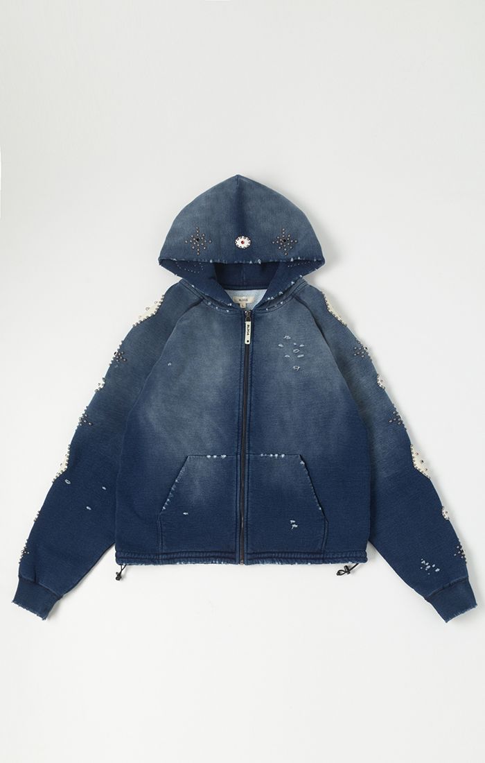 BLDG4 Falling Indigo Hoodie - BLUE