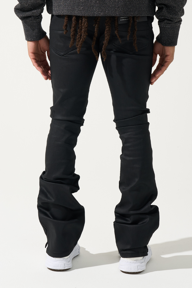 SRND "caviar" Wax Stacked Jeans - BLACK