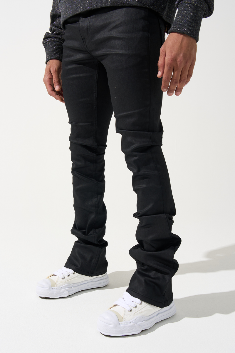 SRND "caviar" Wax Stacked Jeans - BLACK