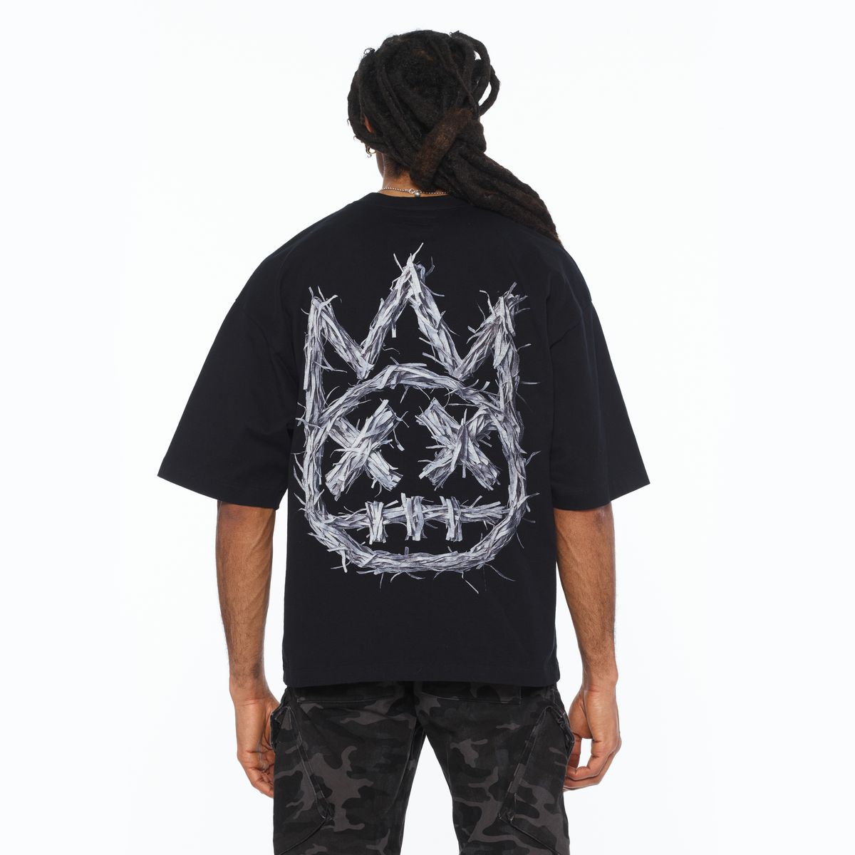 Cult "Shredded" Boxy Oversized Fit Tee - BLACK