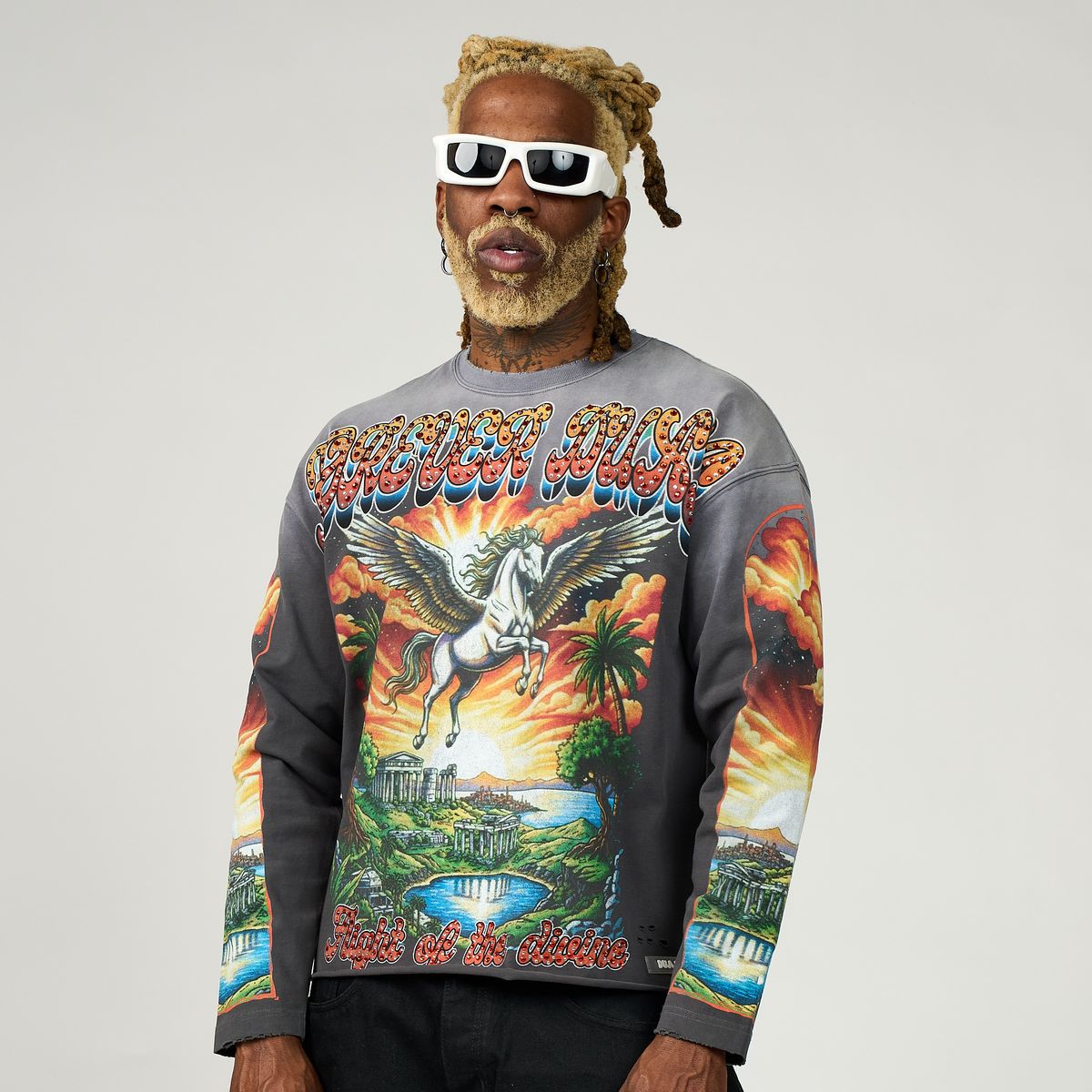 Duaa Good Year Long Sleeve - GREY/MULTI-COLOR