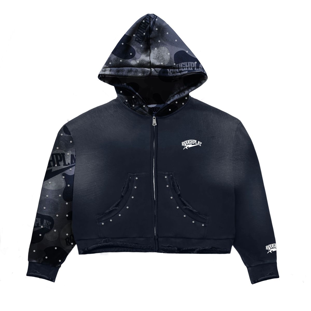 Roughplay Camo Sleeve Hoodie - NAVY