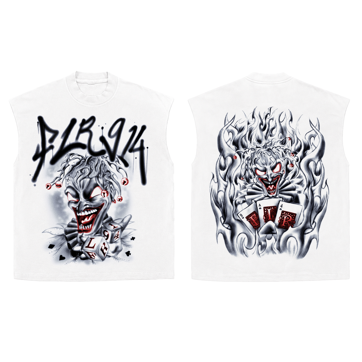 FLOOR914 Jester Dice Sleeveless Tee - WHITE/BLACK