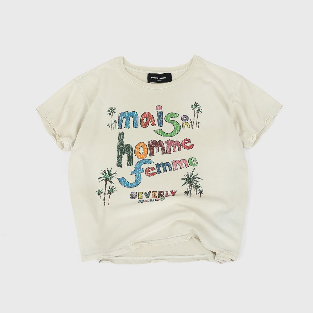 Homme Femme Postcard Vintage Tee - CREAM