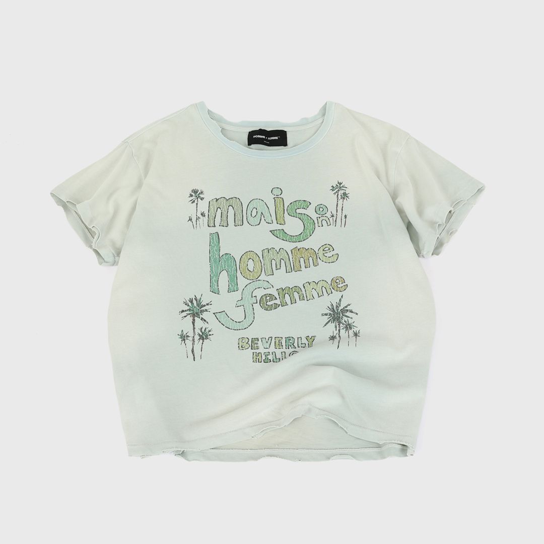 Homme Femme Postcard Vintage Tee - FADED GREEN