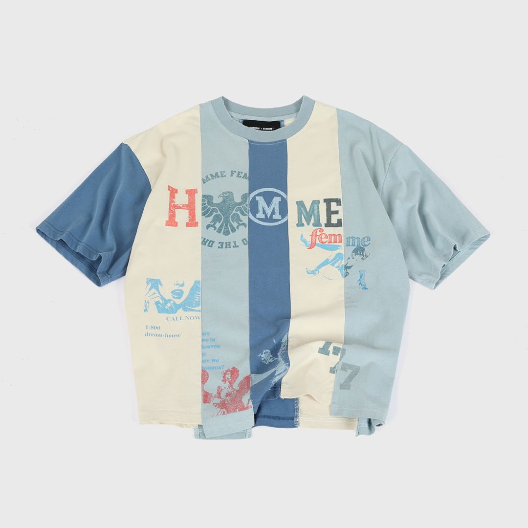 Homme + Femme Reconstructed Varsity Tee- White