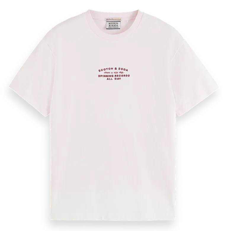 “Scotch & Soda” フロントアートワークTシャツ Pink Scotch and Soda Artwork T-Shirt - Cadillac Pink 178185
